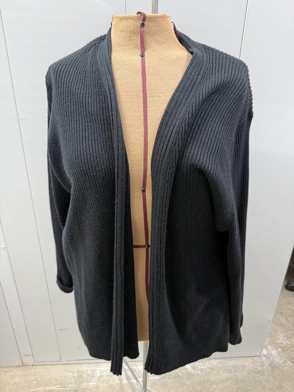 Vintage Venezia black Open Front oversized cardigan sweater women's 26/28